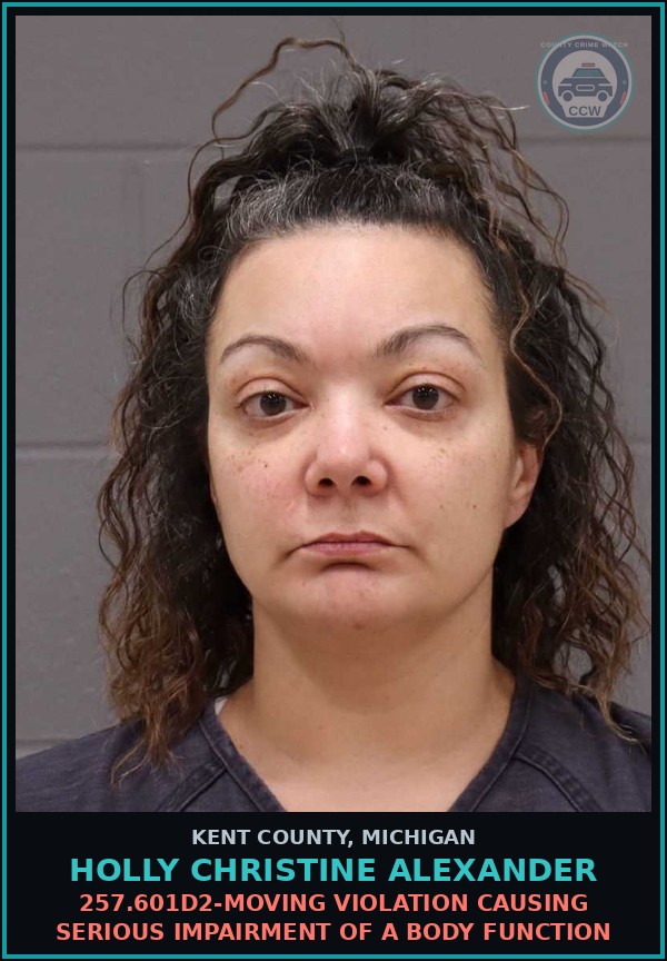 Booking mugshot of Holly Christine Alexander in Kent County