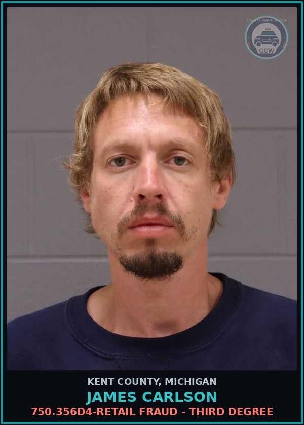 Booking mugshot of James Carlson in Kent County
