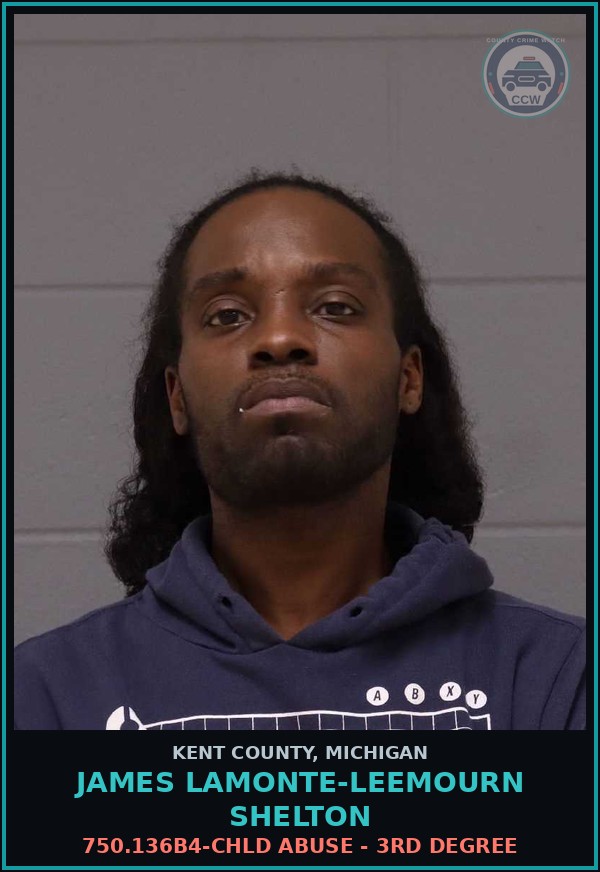 Booking mugshot of James Lamonte-Leemourn Shelton in Kent County