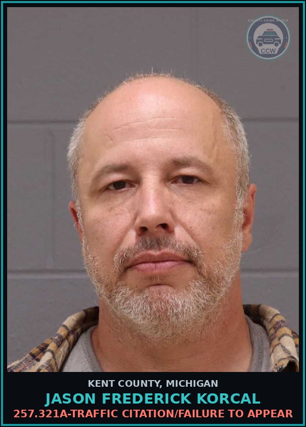 Booking mugshot of Jason Frederick Korcal in Kent County