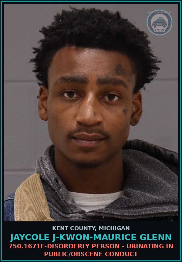 Booking mugshot of Jaycole J-Kwon-Maurice Glenn in Kent County