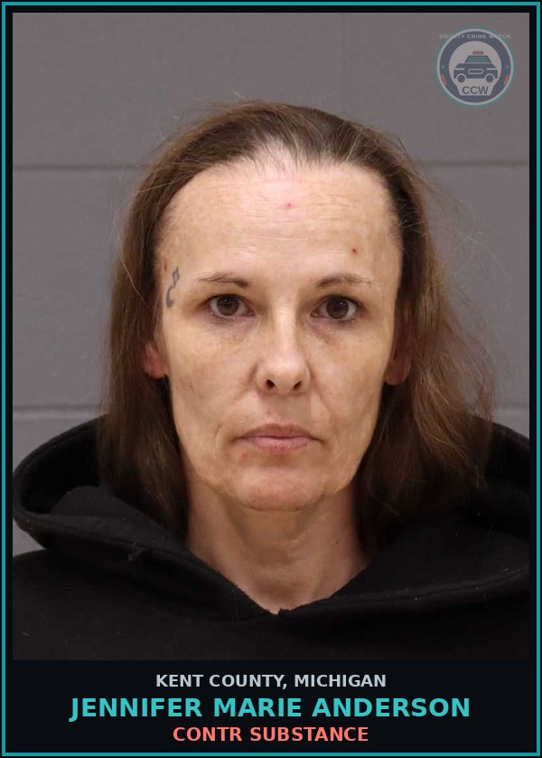 Booking mugshot of Jennifer Marie Anderson in Kent County