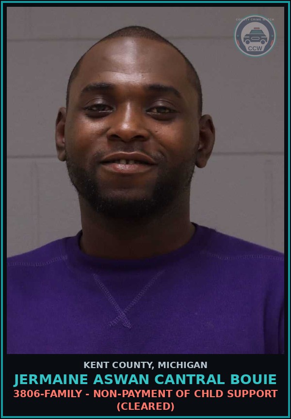 Booking mugshot of Jermaine Aswan Cantral Bouie in Kent County