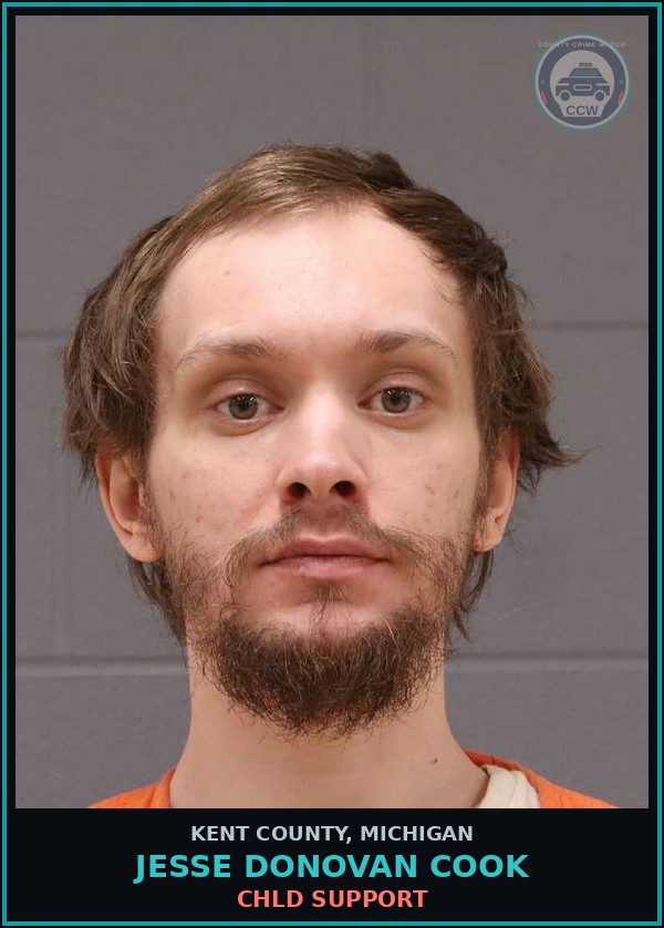 Booking mugshot of Jesse Donovan Cook in Kent County