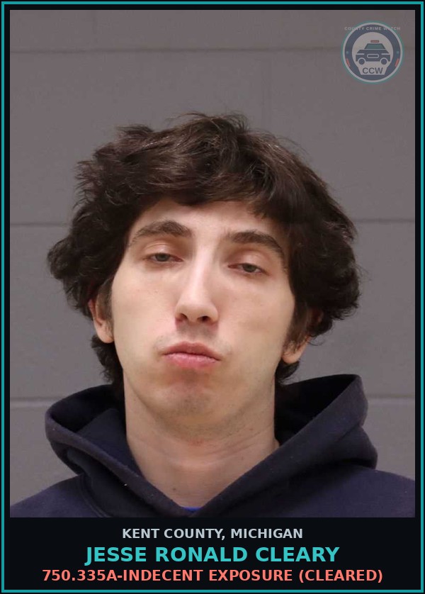 Booking mugshot of Jesse Ronald Cleary in Kent County