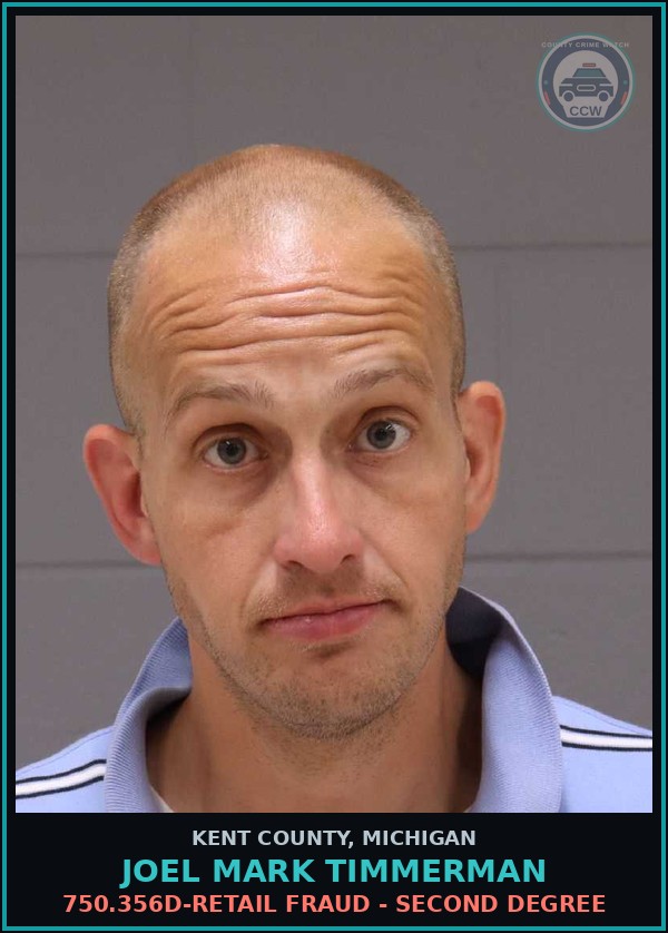 Booking mugshot of Joel Mark Timmerman in Kent County