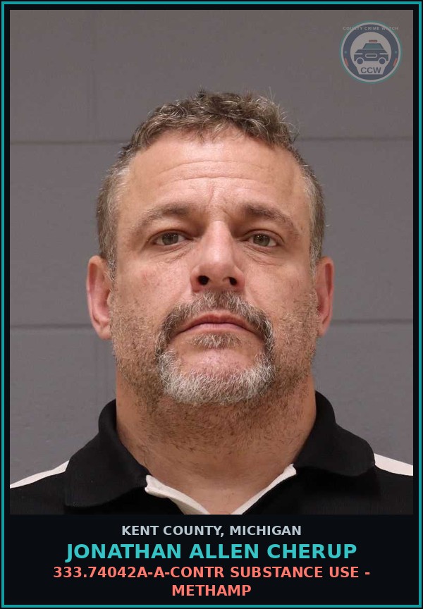 Booking mugshot of Jonathan Allen Cherup in Kent County