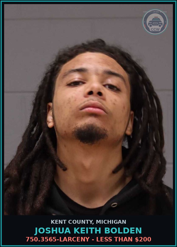 Booking mugshot of Joshua Keith Bolden in Kent County