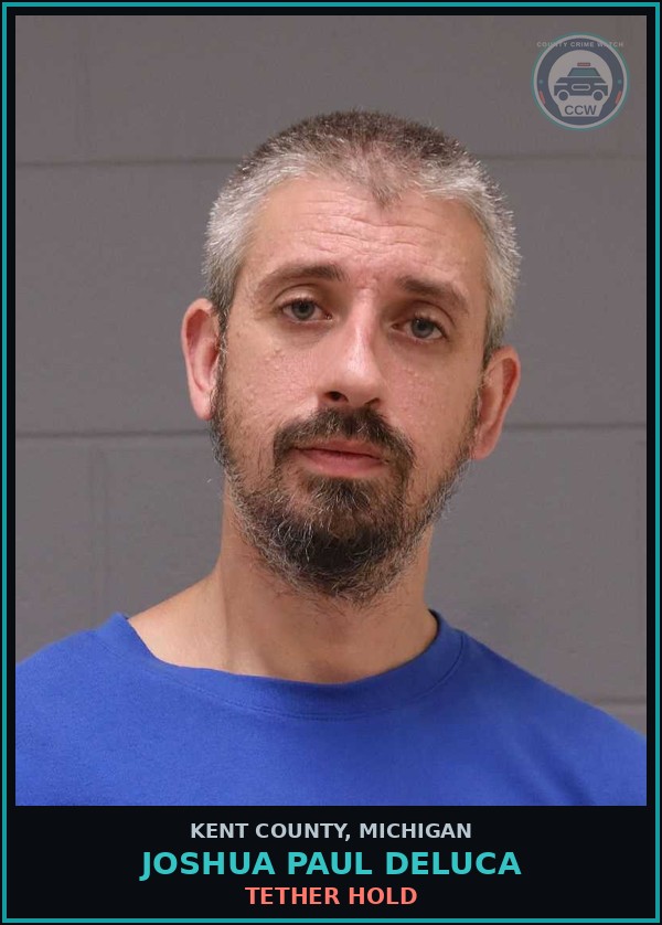 Booking mugshot of Joshua Paul Deluca in Kent County