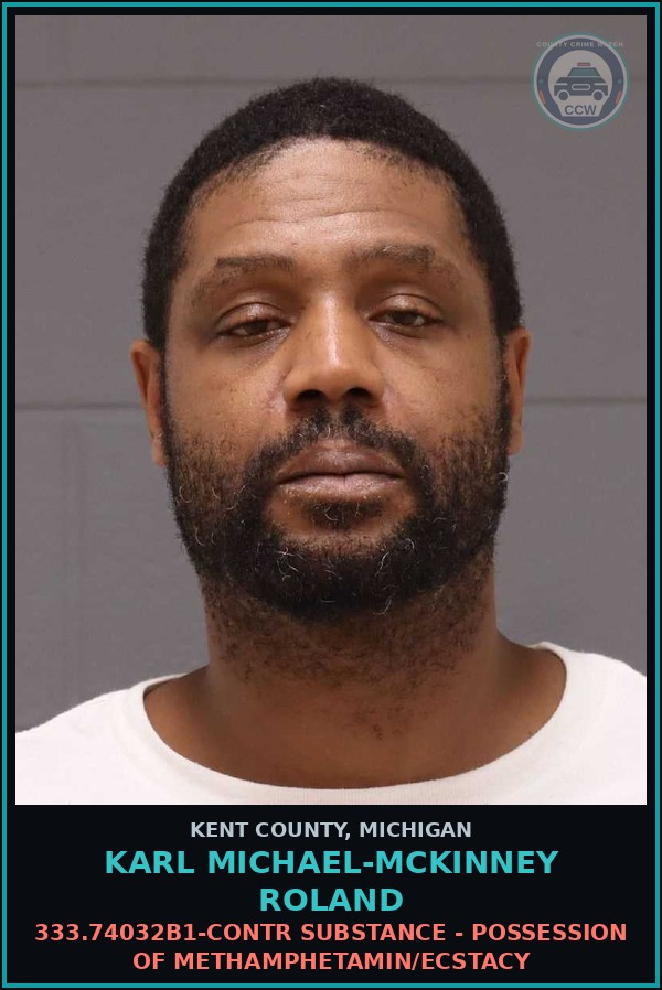 Booking mugshot of Karl Michael-Mckinney Roland in Kent County