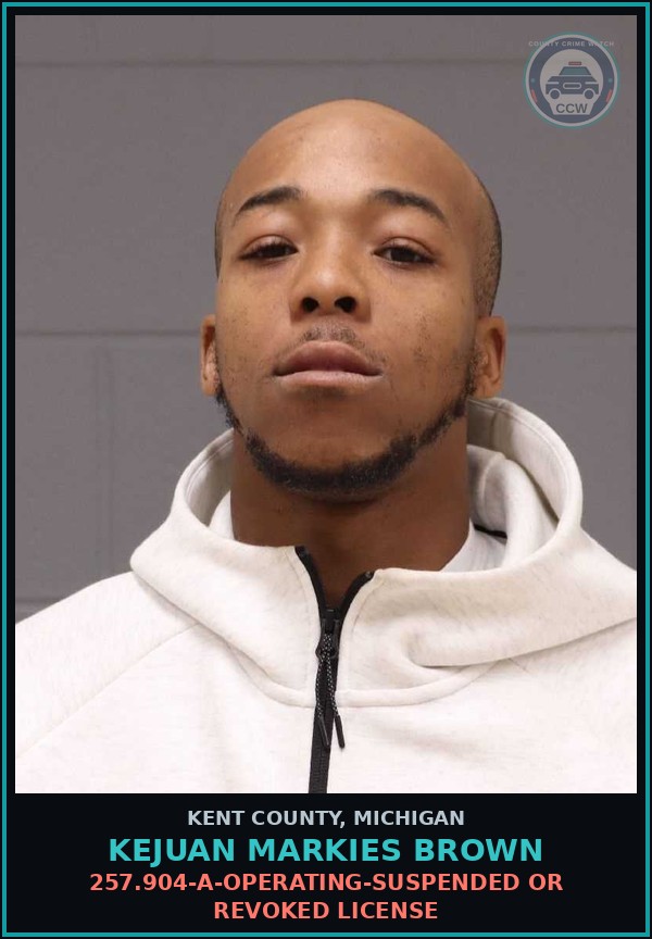 Booking mugshot of Kejuan Markies Brown in Kent County