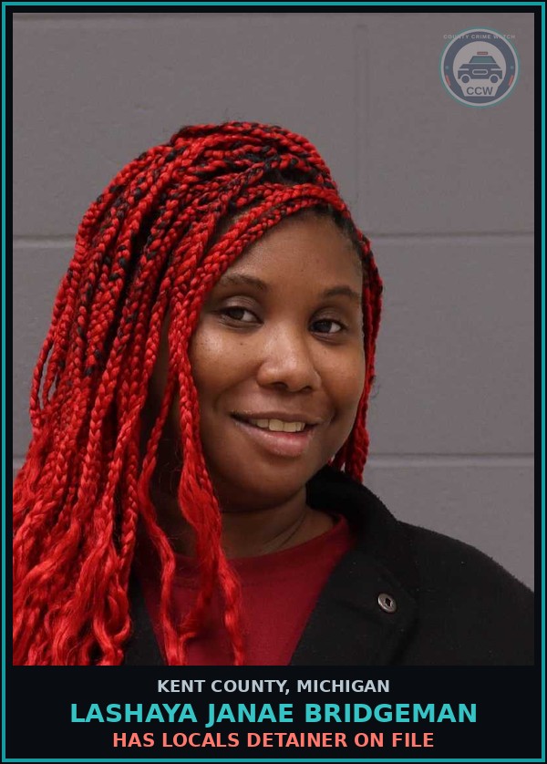 Booking mugshot of Lashaya Janae Bridgeman in Kent County