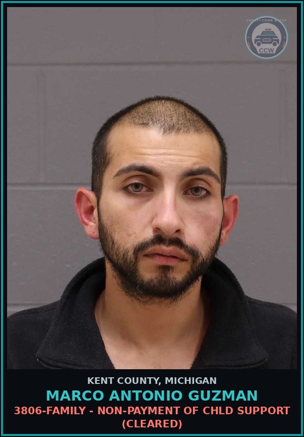 Booking mugshot of Marco Antonio Guzman in Kent County