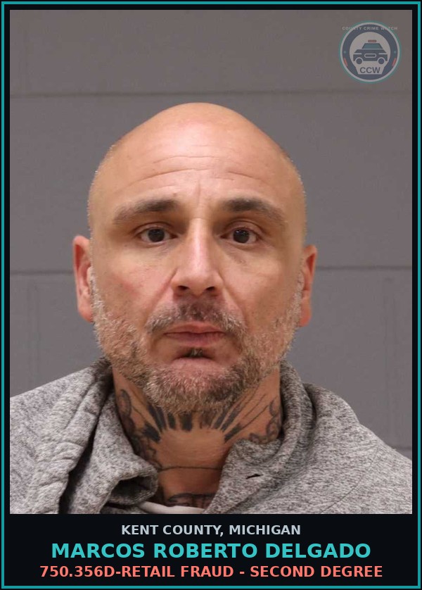 Booking mugshot of Marcos Roberto Delgado in Kent County