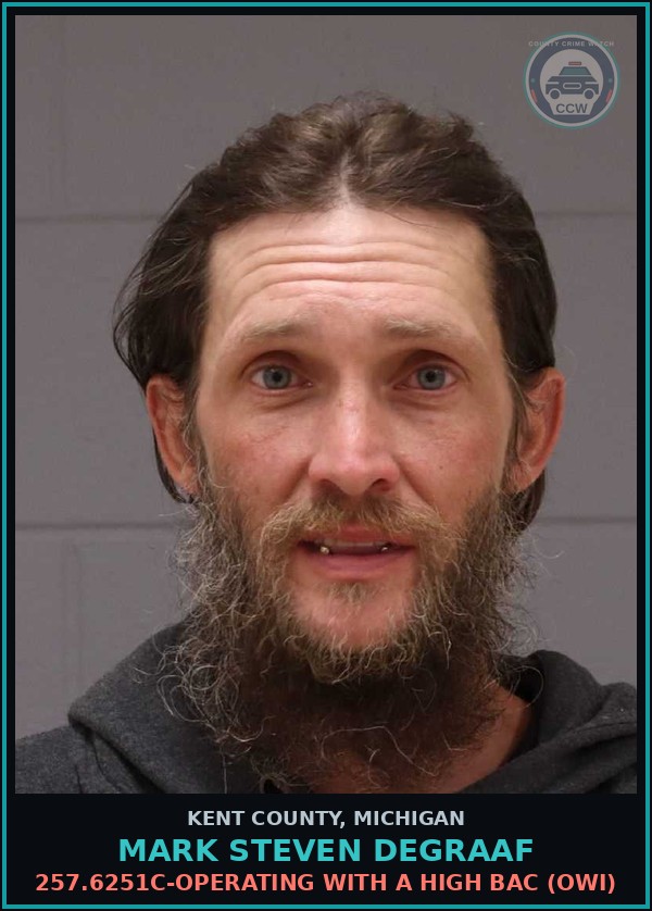 Booking mugshot of Mark Steven Degraaf in Kent County