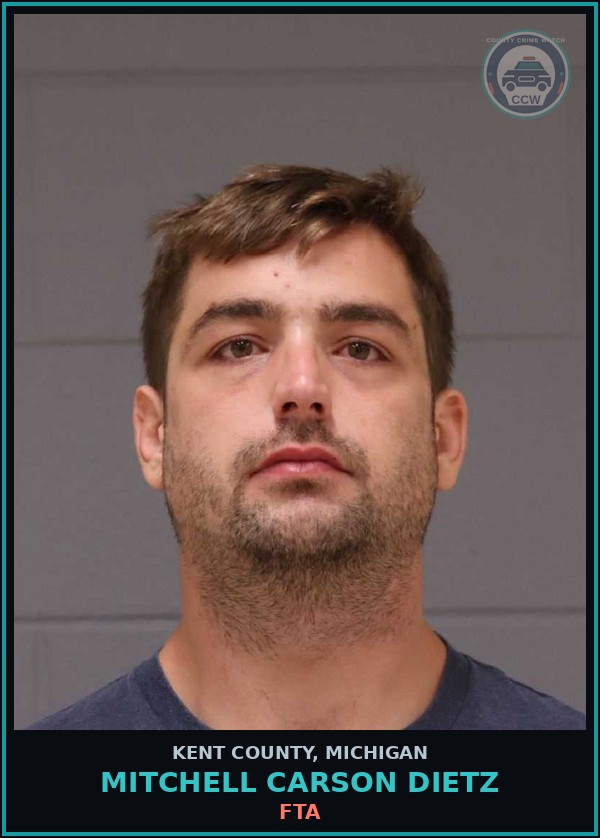 Booking mugshot of Mitchell Carson Dietz in Kent County