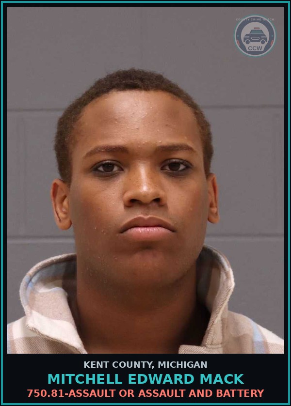 Booking mugshot of Mitchell Edward Mack in Kent County