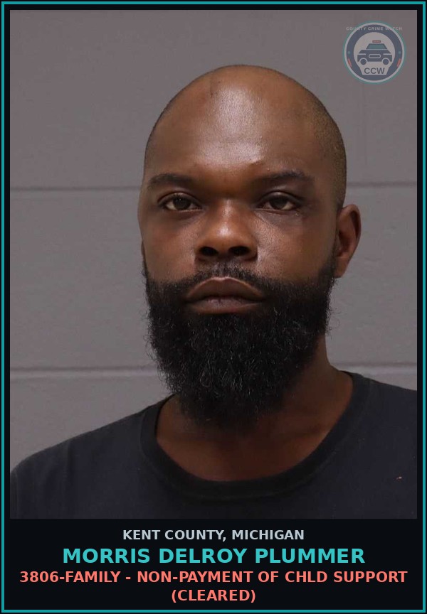 Booking mugshot of Morris Delroy Plummer in Kent County