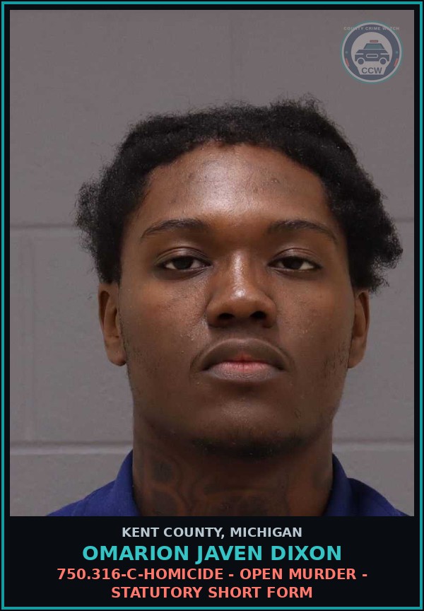 Booking mugshot of Omarion Javen Dixon in Kent County