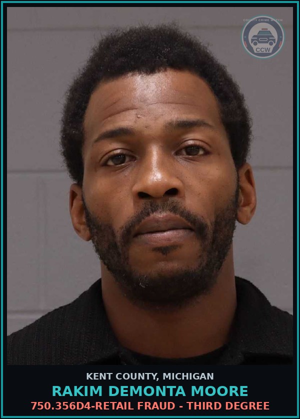 Booking mugshot of Rakim Demonta Moore in Kent County