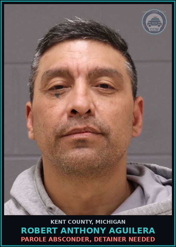 Booking mugshot of Robert Anthony Aguilera in Kent County