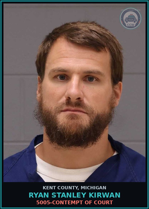 Booking mugshot of Ryan Stanley Kirwan in Kent County