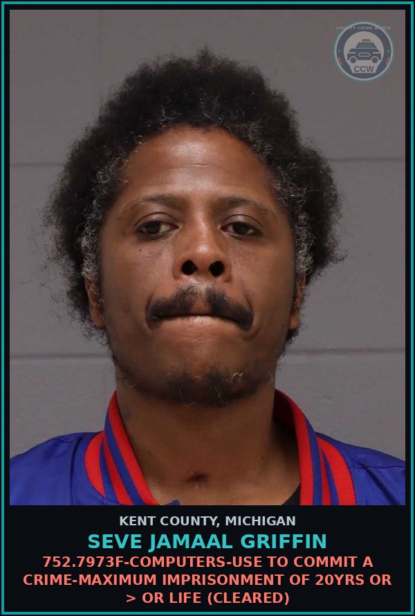 Booking mugshot of Seve Jamaal Griffin in Kent County