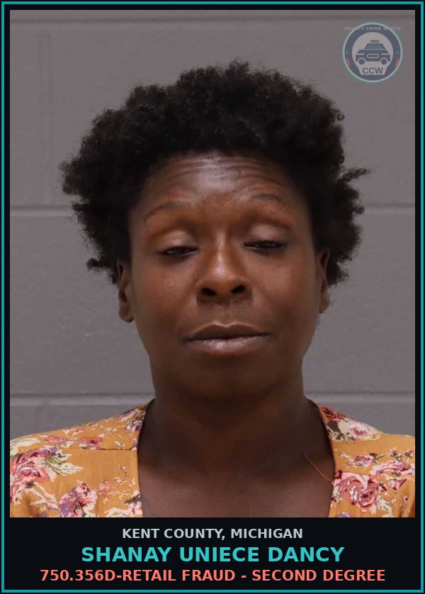 Booking mugshot of Shanay Uniece Dancy in Kent County