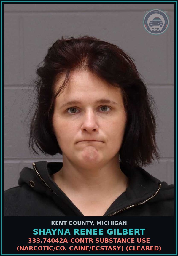 Booking mugshot of Shayna Renee Gilbert in Kent County