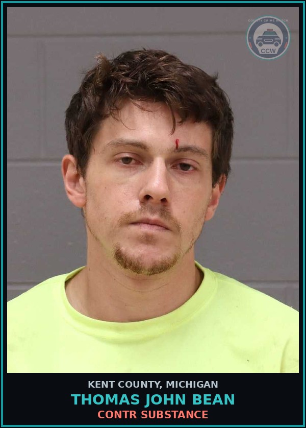 Booking mugshot of Thomas John Bean in Kent County