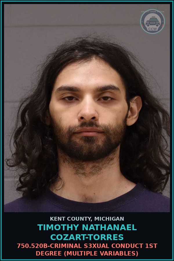 Booking mugshot of Timothy Nathanael Cozart-Torres in Kent County