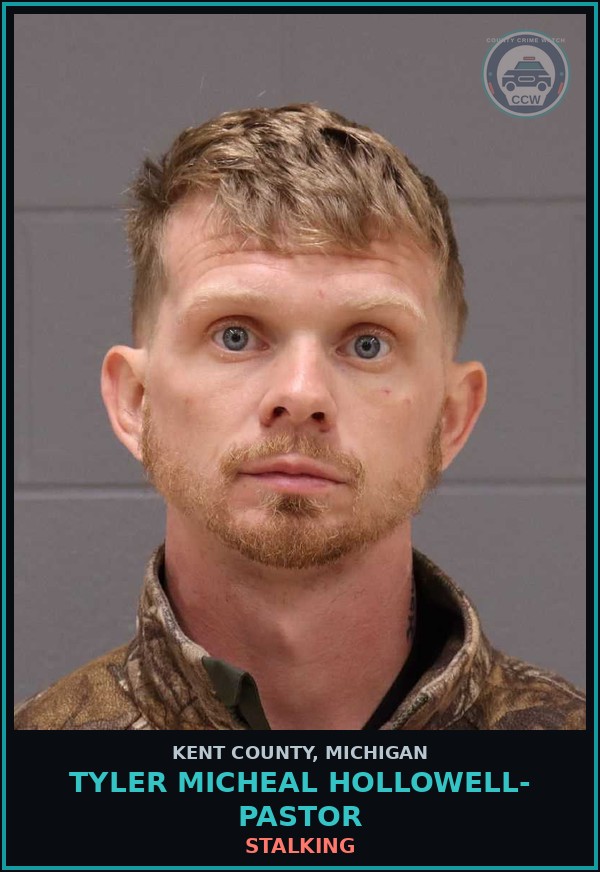 Booking mugshot of Tyler Micheal Hollowell- Pastor in Kent County