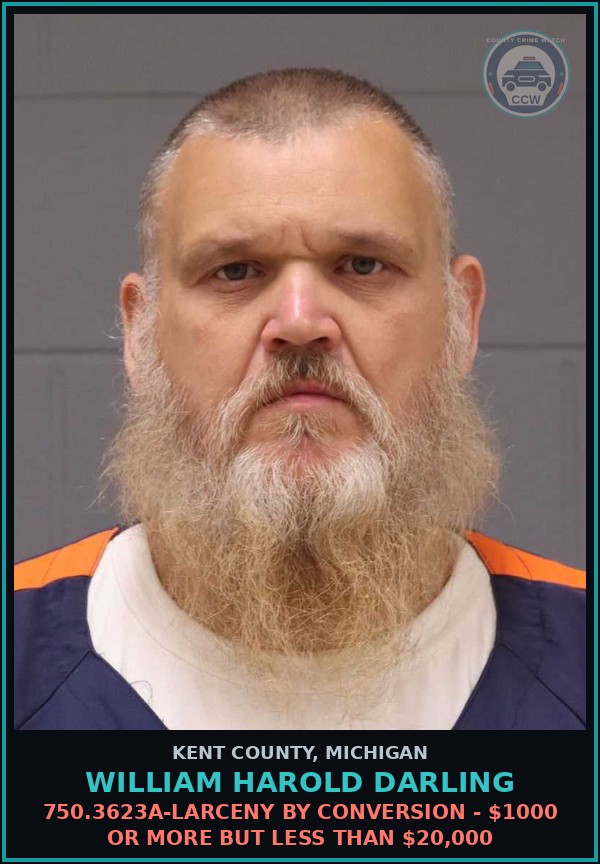 Booking mugshot of William Harold Darling in Kent County