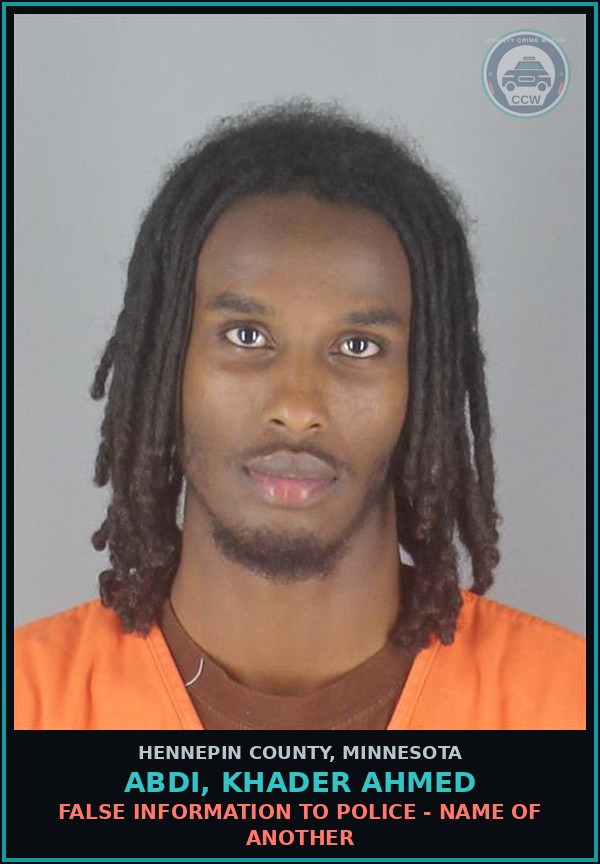 Booking mugshot of ABDI, KHADER AHMED in Hennepin County