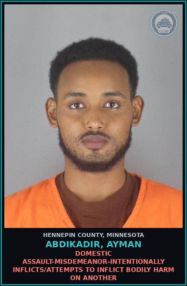 Booking mugshot of ABDIKADIR, AYMAN in Hennepin County