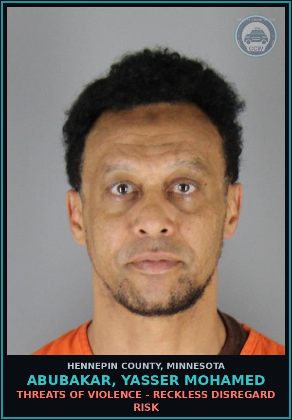 Booking mugshot of ABUBAKAR, YASSER MOHAMED in Hennepin County