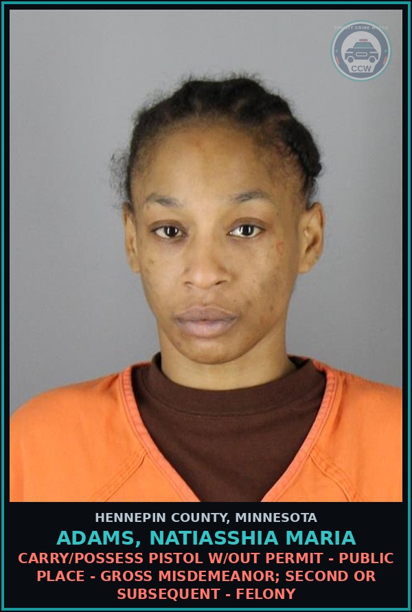 Booking mugshot of ADAMS, NATIASSHIA MARIA in Hennepin County