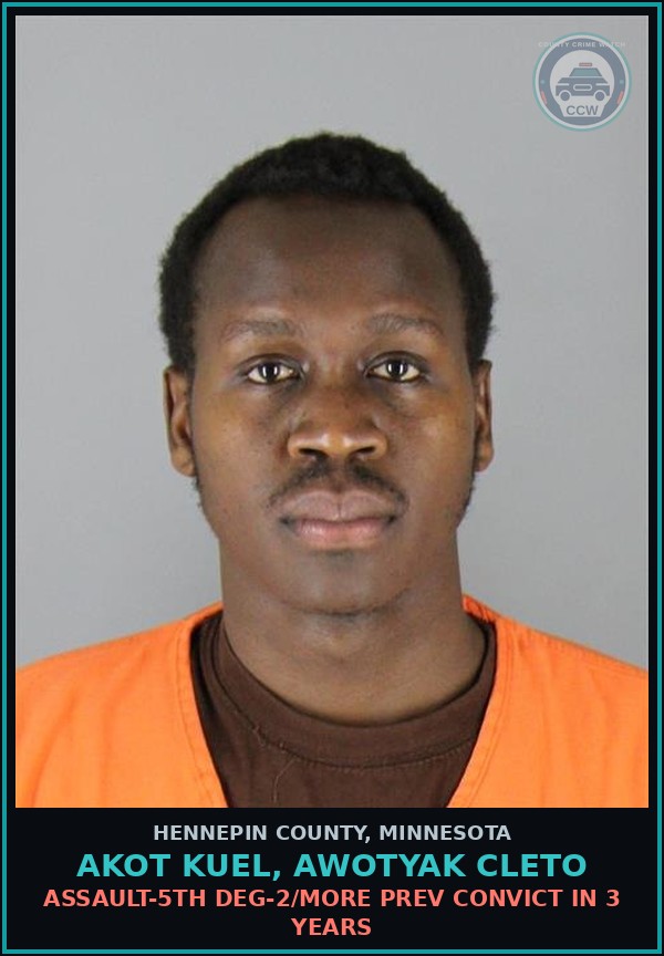 Booking mugshot of AKOT KUEL, AWOTYAK CLETO in Hennepin County