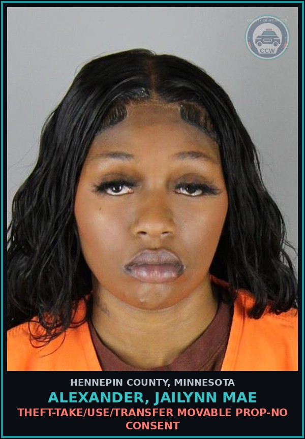 Booking mugshot of ALEXANDER, JAILYNN MAE in Hennepin County