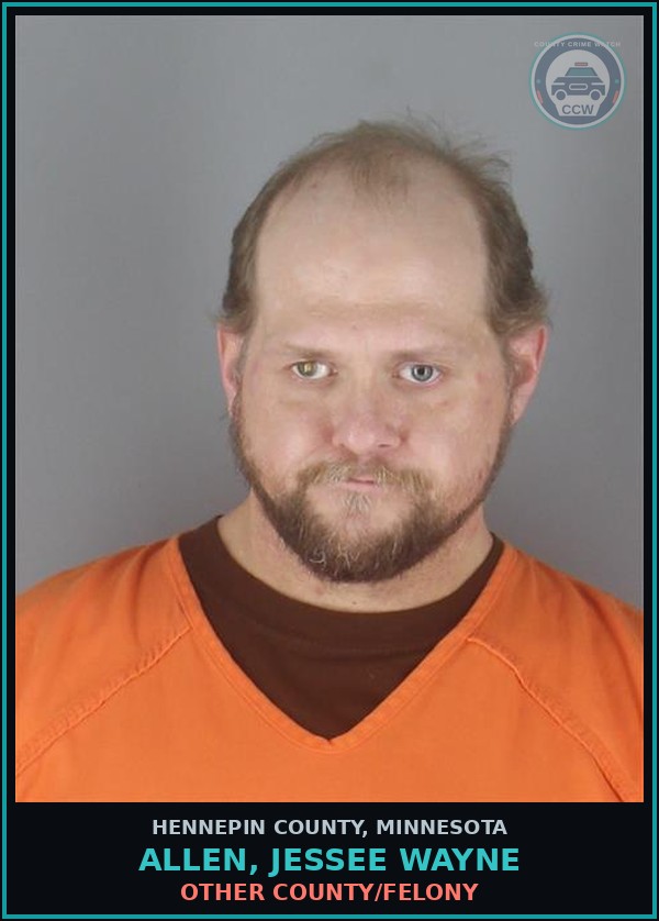 Booking mugshot of ALLEN, JESSEE WAYNE in Hennepin County