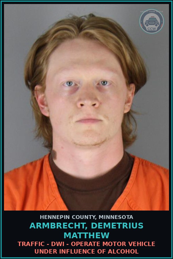 Booking mugshot of ARMBRECHT, DEMETRIUS MATTHEW in Hennepin County