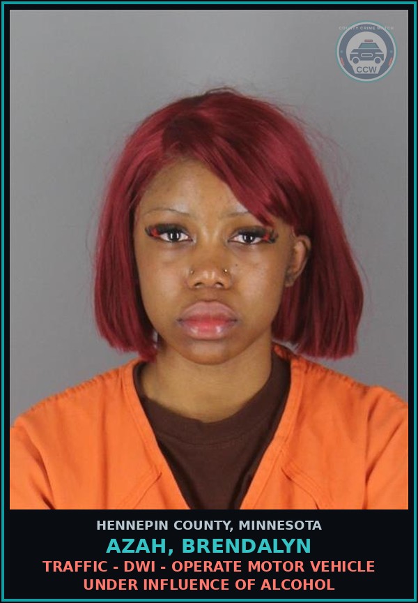Booking mugshot of AZAH, BRENDALYN in Hennepin County