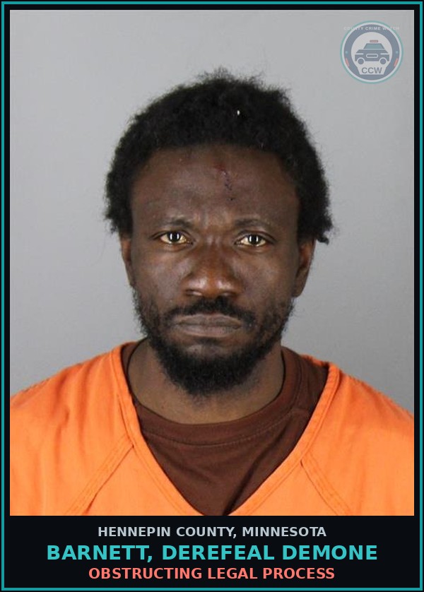 Booking mugshot of BARNETT, DEREFEAL DEMONE in Hennepin County