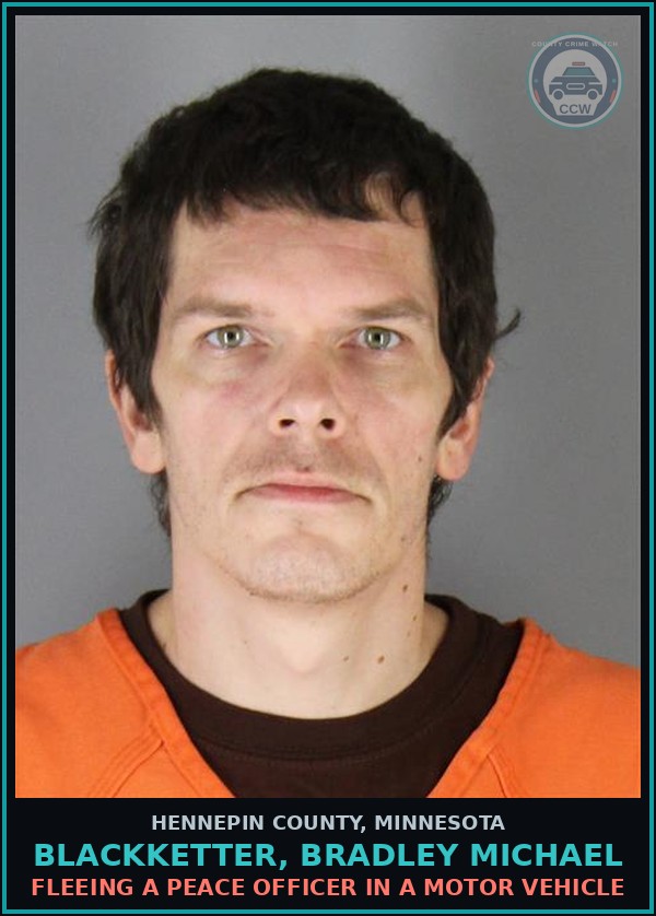 Booking mugshot of BLACKKETTER, BRADLEY MICHAEL in Hennepin County