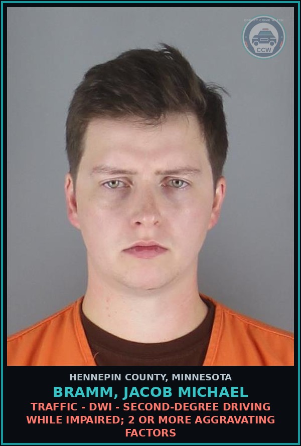 Booking mugshot of BRAMM, JACOB MICHAEL in Hennepin County