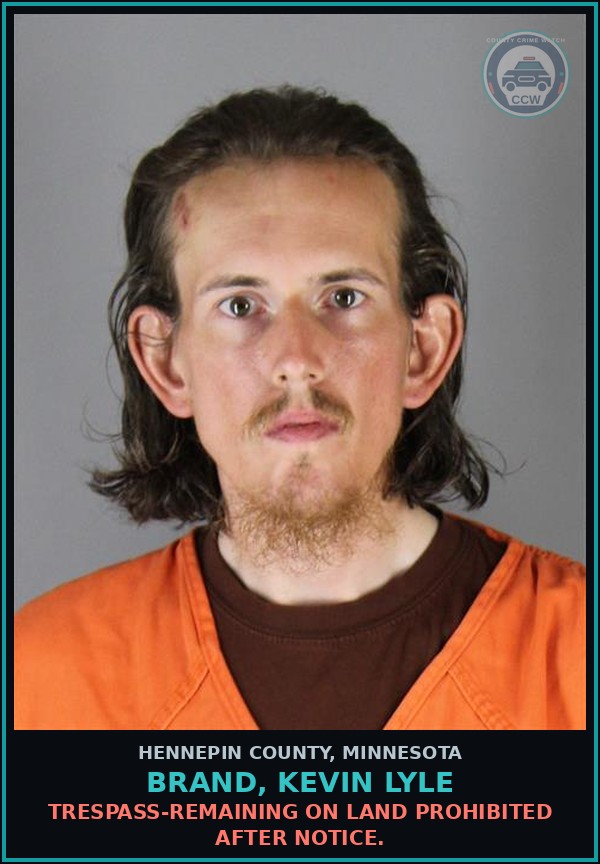Booking mugshot of BRAND, KEVIN LYLE in Hennepin County