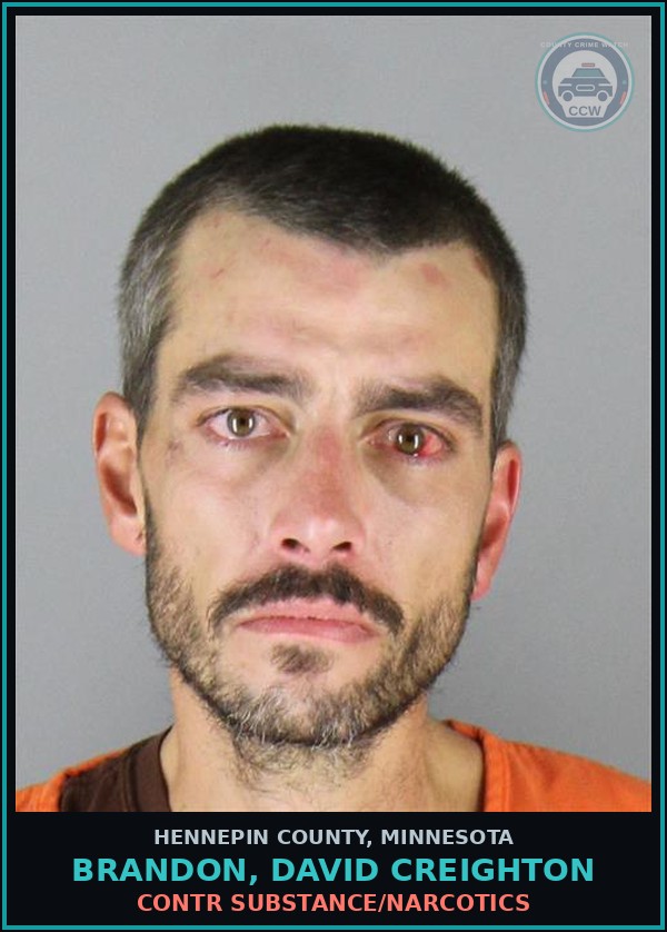 Booking mugshot of BRANDON, DAVID CREIGHTON in Hennepin County