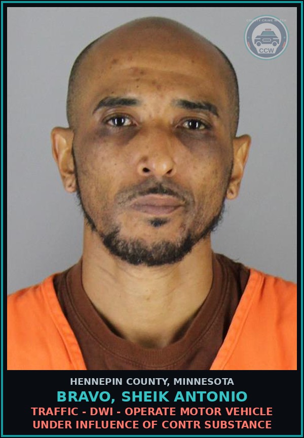 Booking mugshot of BRAVO, SHEIK ANTONIO in Hennepin County