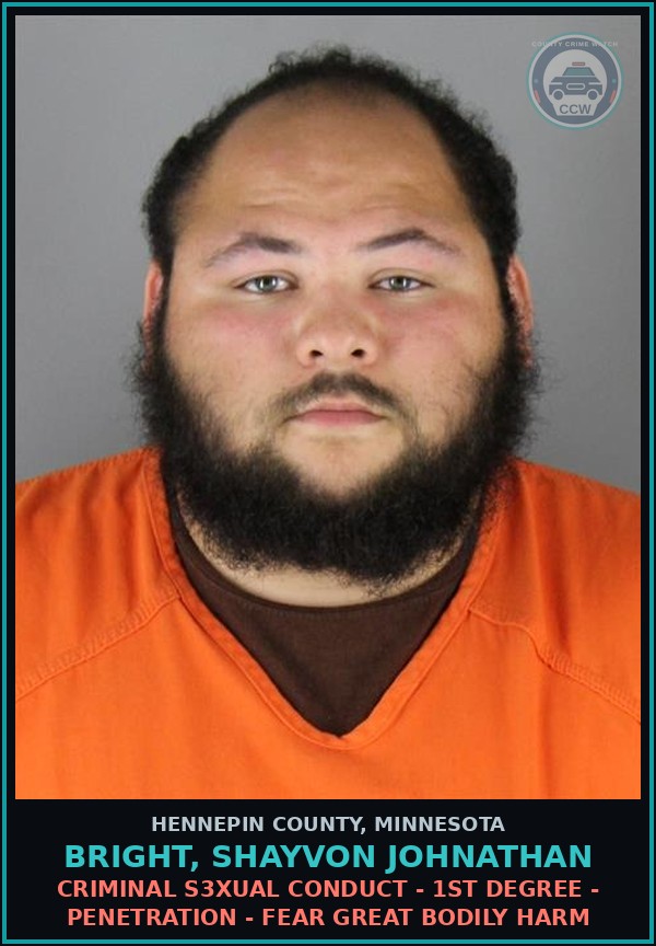 Booking mugshot of BRIGHT, SHAYVON JOHNATHAN in Hennepin County