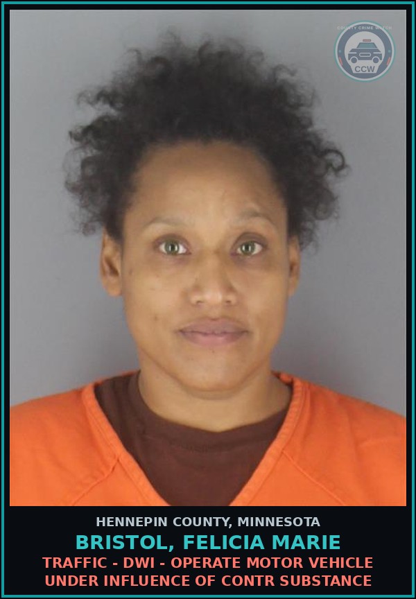 Booking mugshot of BRISTOL, FELICIA MARIE in Hennepin County